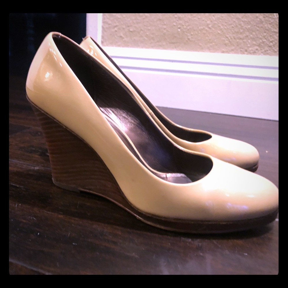 Cole Haan nude wedge heels